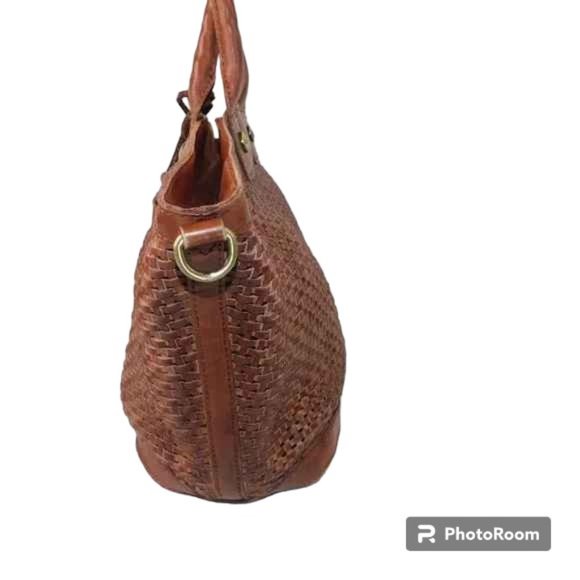 Patricia Nash Emiliano Med Rust Leather Tote Bag Woven With Tassels Purse - Picture 7 of 16